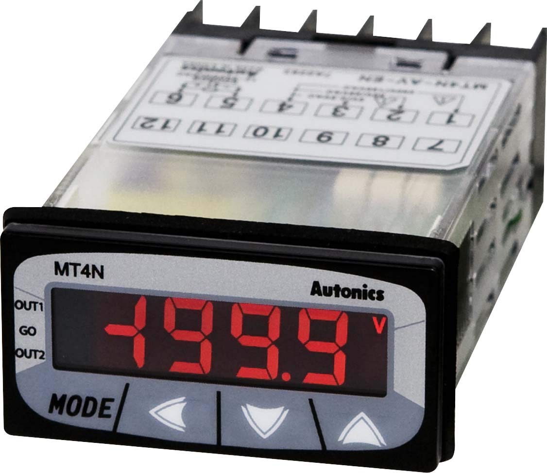 MT4N-DA-E2, Meter, DC Amps, LCD, 1/32 DIN, 4-Digit, 0-5A Input, PNP Output, Power 12-24 VDC/AC