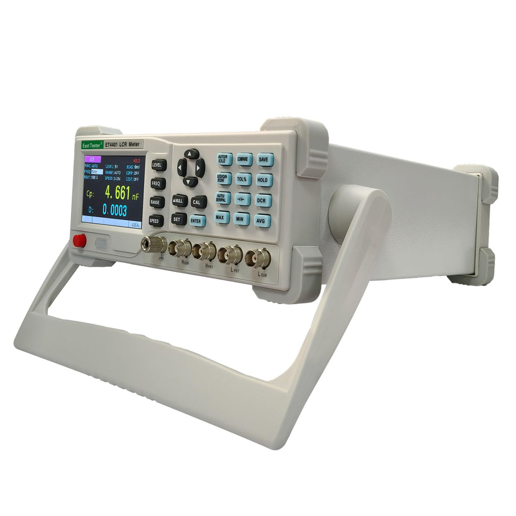 Upgraded ET4401 LCR Meter100Hz–10kHz Programmable Benchtop Analyzer 0.2% Accuracy 10 Test Frequencies 5-Digit TFT Display Inductance Capacitance Resistance Tester Sorting Function Kelvin clamp