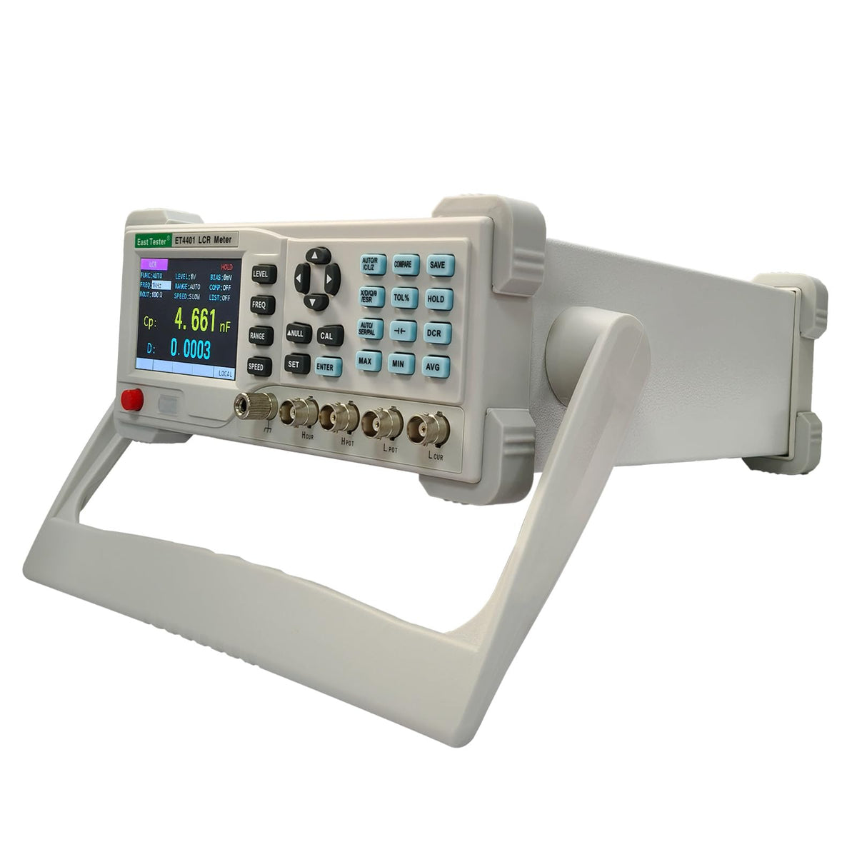 Upgraded ET4401 LCR Meter100Hz–10kHz Programmable Benchtop Analyzer 0.2% Accuracy 10 Test Frequencies 5-Digit TFT Display Inductance Capacitance Resistance Tester Sorting Function Kelvin clamp