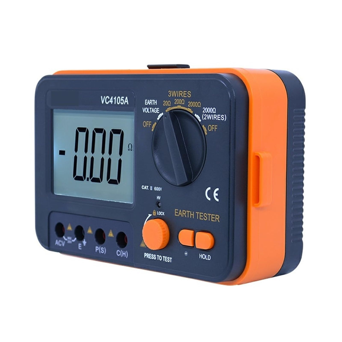 Resistance Tester, VC4105 LCD Digital Earth Resistance Tester Ground Voltage Meter Lightning Rod Measuring Instrument Tools