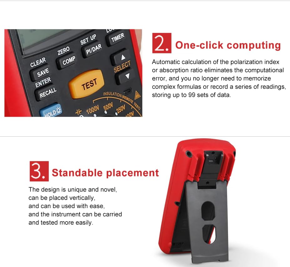 UNI-T Uni-Trend Ground Resistance Meter UT505A 505B 1000V Digital Handheld True RMS Megger Insulation Resistance Meter Tester Multimeter Ohm Voltmeter Megohmmeter(UT505A)