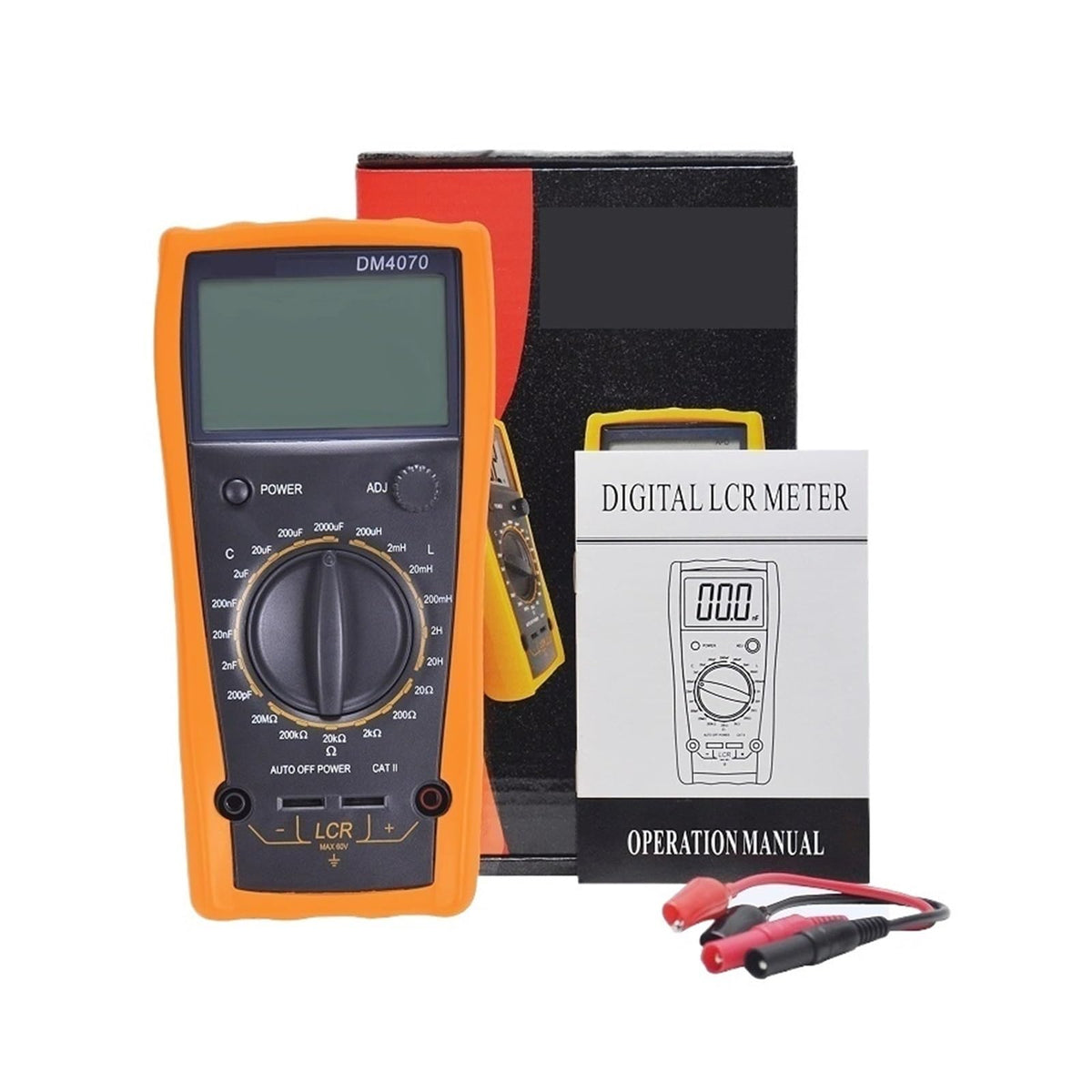 LCR Meter Digital 20H Inductance 2000uF Capacitance 20M Ohm Resistance Self-dischar R C LCD Brid Multimeter Tester