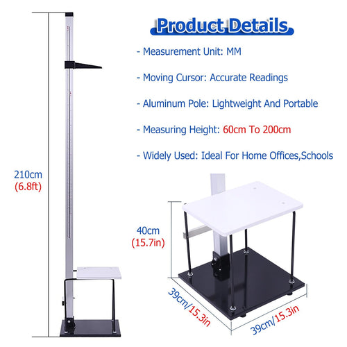 Aluminum Height Measurement for Kids Cm, Lightweight Portable Precision Model Height Rod 60-200 cm with 1mm Graduation, Family Friendly Digital Growth Tracker