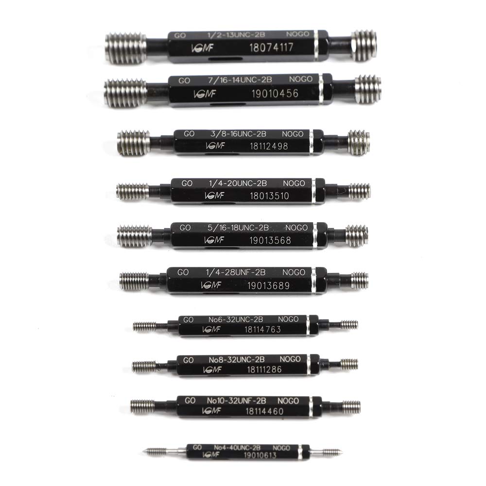 Thread Plug Gauge 10Pcs High Accuracy Double End Through Stop Measurement Hand Tool for Hardware Tool Thread Diameter Measurement Thread Detection Tool