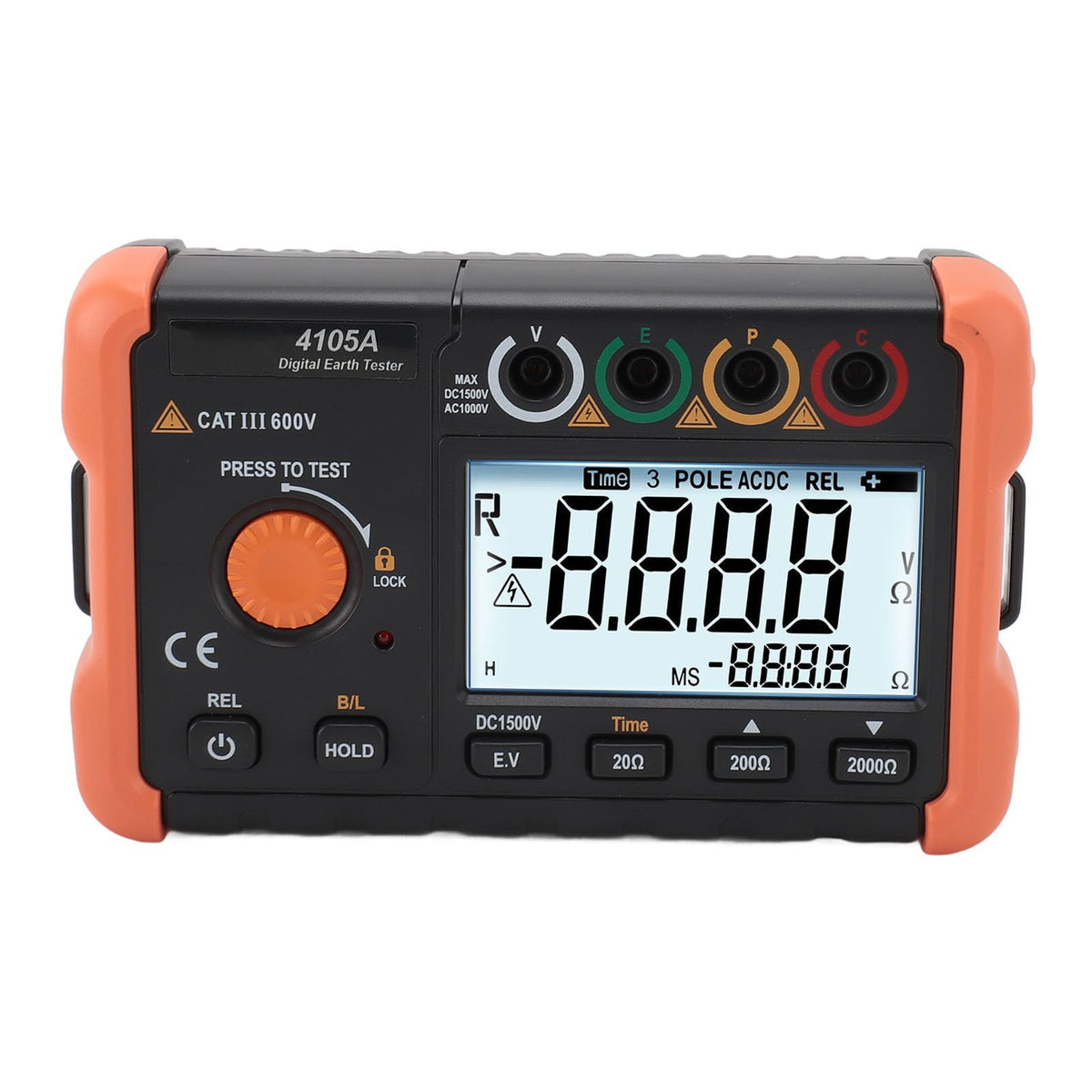 Fydun Ground Resistance Meter Tester Ground Voltage Photovoltaic Voltage LCD Backlit for Nighttime Use