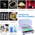 Digital Analytical Balance, High-Precision Electronic Balance, 0.01g Accuracy Digital Scale with Windshield, 13 Unit Conversion, for Lab, Pharmacy, Jewelry Store, Chemical Plant (600g/0.01g)