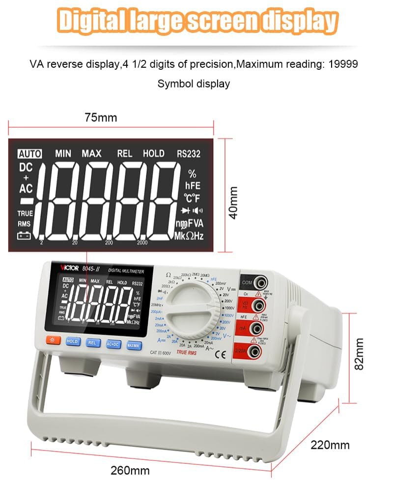 VC8045-II High Accuracy Digital Multimeter Resolution 10V Big LCD Display(Victor VC8045-II)
