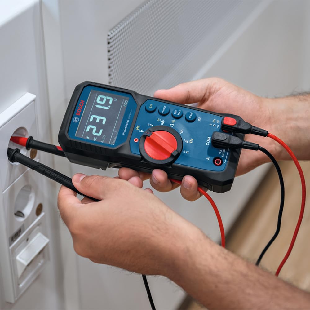 Bosch Professional Digital Multimeter GDM 600-15 (True RMS, Inverted LCD, Measures Frequency/Continuity/Resistance/capacitance, Min/Max/Average, Test Leads MS 90)