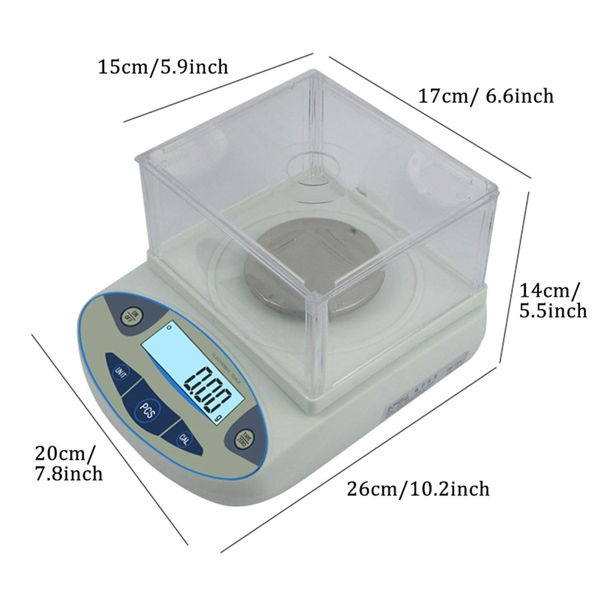 Digital Precision Electronic Scale High Laboratory Balance Scientific Weighing LCD Analytical Lab with Windshield Jewelry,500G/0.01G,2000g/0.01g