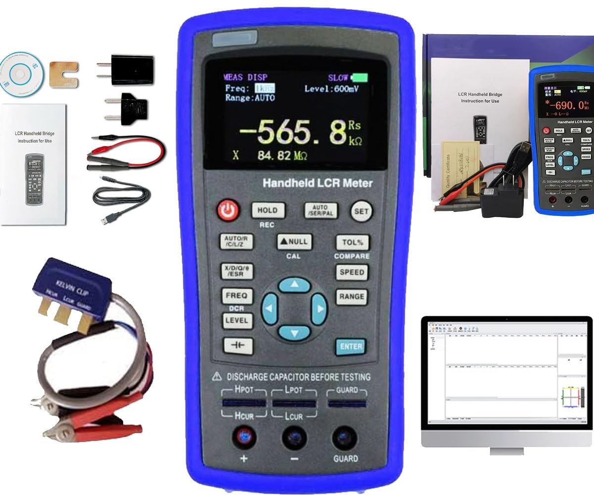 High Precision LCR Meter LCR Bridge LCR Analyzer Digital Inductance Resistance Capacitance Tester with RS232C USB Host 100Hz 120Hz 1KHz 10KHz Testing Frequency Basic Accuracy 0.2% DCR Mode