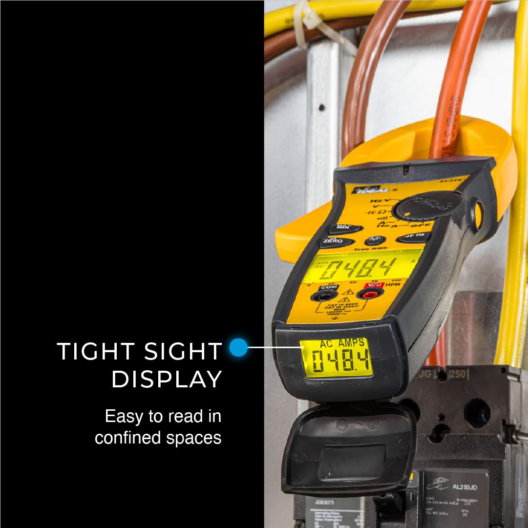Ideal Electrical 61-775 1000 Amp TightSight Clamp Meter AC/DC with TRMS, True RMS Current and Voltage, CATIII for 1000V, CATIV for 600V Yellow