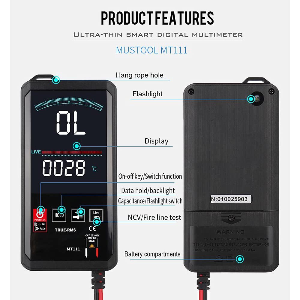 MT111 Digital Multimeter 6000 Counts Intelligent Scanning AC Measurement NCV True RMS