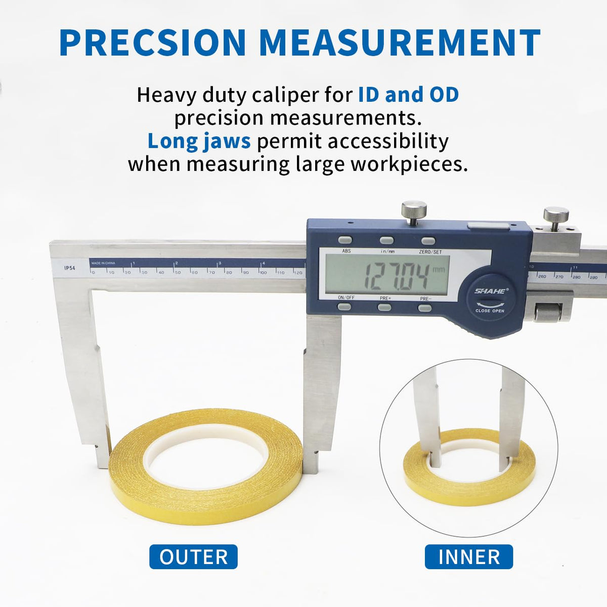 SHAHE 40''1000mm Electronic Digital Caliper Ruler Heavy Duty Long Jaw Digital Caliper Stainless Steel Caliper 1000mm,Inch/Metric, ABS,Stainless Steel Jaws