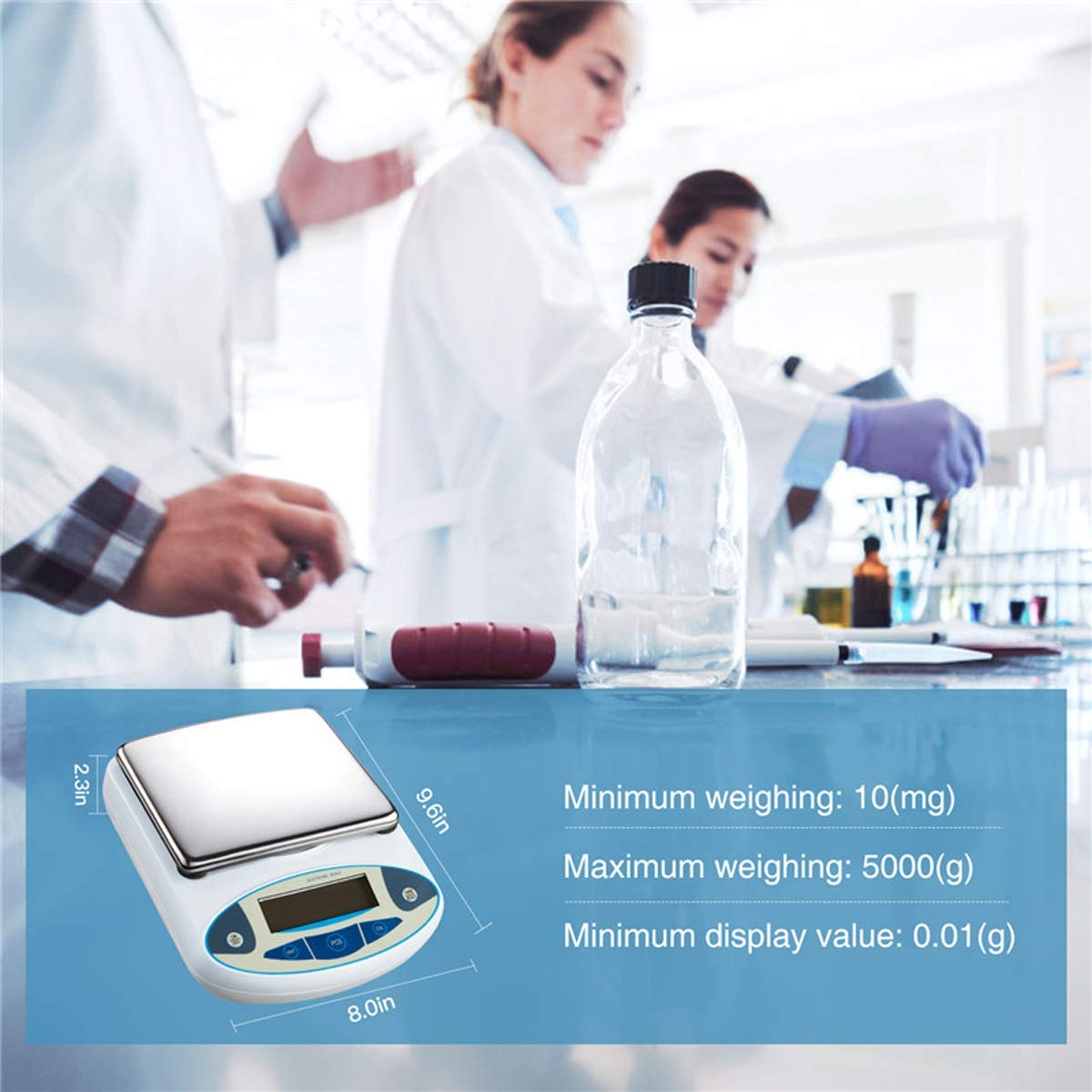 0.1g Electronic Balance Analytical Digital Scales Precision Weight Scale Balance Scientific Lab Accuracy Jewelry Kitchen Scale,5kg/0.1g