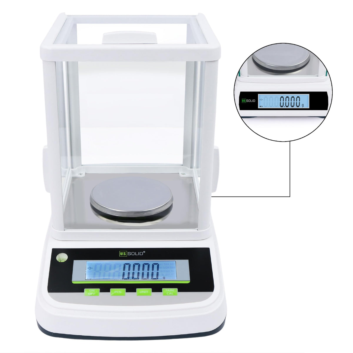 U.S. Solid 1mg Analytical Balance High Precision Digital Lab Scale with 2 LCD Screens, RS232 USB Interface (500gx0.001g)