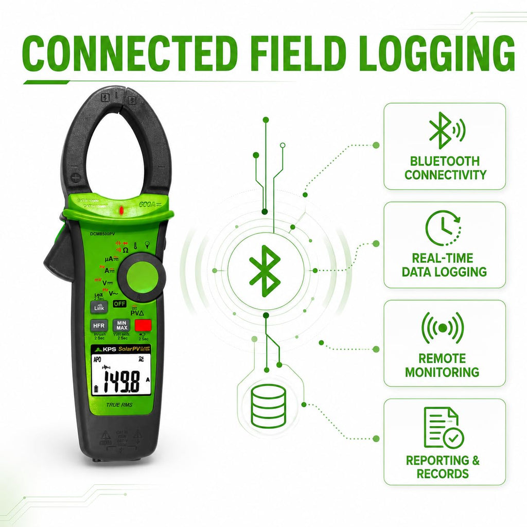KPS DCM8500PV True RMS Solar Clamp Meter, 2000V DC, Bluetooth