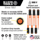 Klein Tools 4-Piece Electrical Test Kit with IR Thermometer, Multimeter, Voltage Tester and Receptacle Tester Plus 6-Piece 1000V Insulated Screwdriver Set
