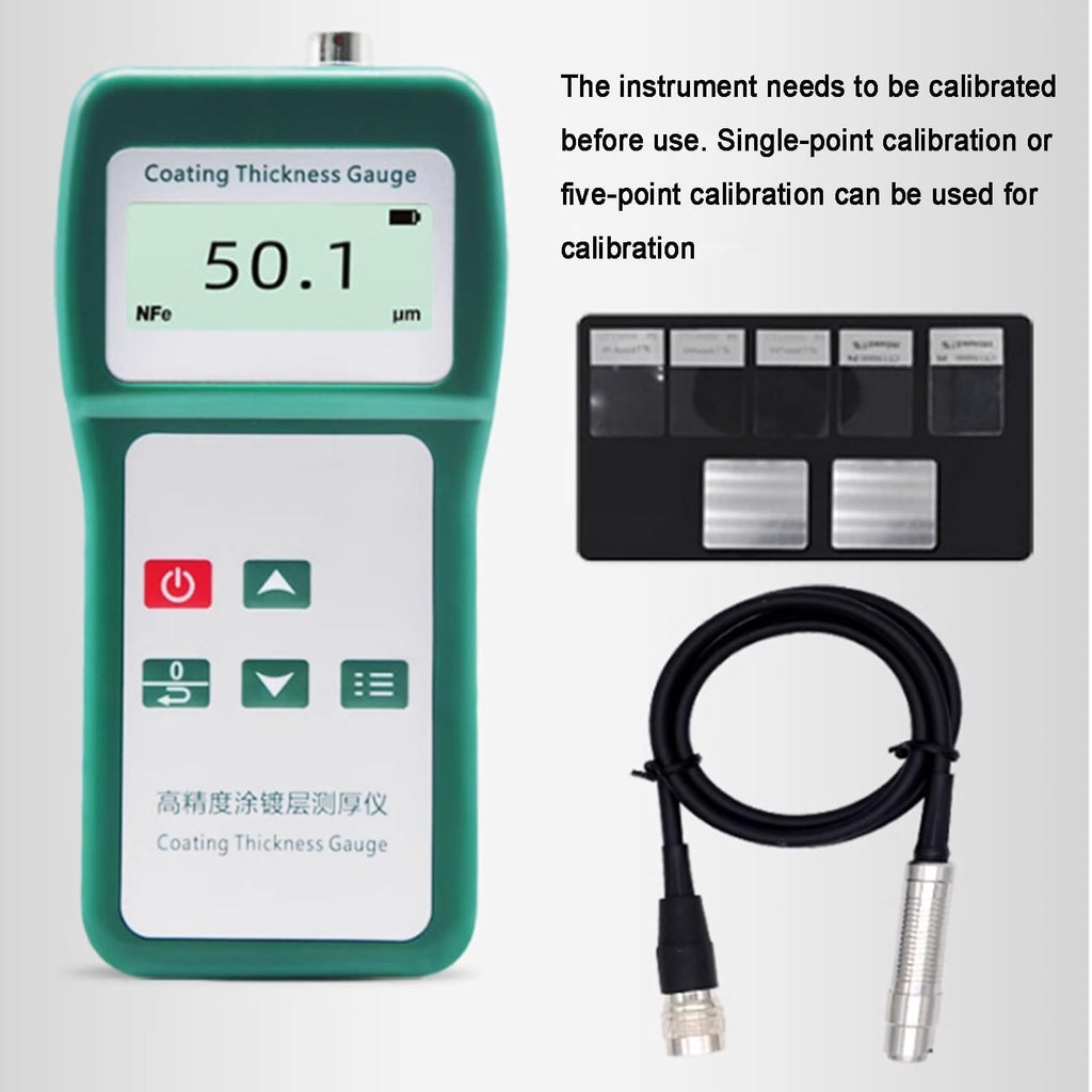 Professional Coating Thickness Gauge, Paint Depth Tester, Range 0-1500um, with Fe/NFe Probe, LCD Display, Single/Continuous Measurement, for Steel Aluminum Metals
