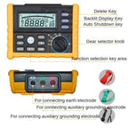 Ground Resistance Tester Digital Multimeter with 2/3-Wire Measurement AC/DC for Electrical Engineering, Lightning Protection, Power Grid, Construction Site Testing
