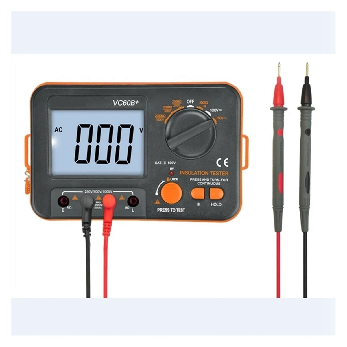 Resistance Tester VC60B+ Digital Insulation Megohm Meter Anti High Voltage and Short Circuit Input Alarm