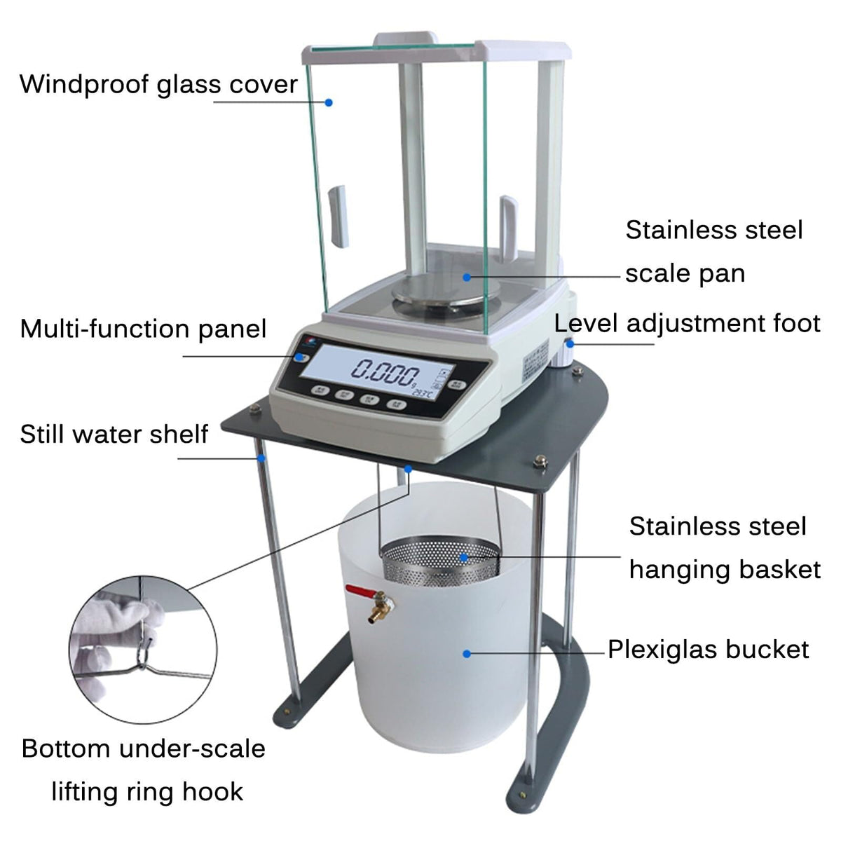 Digital Hydrostatic Scale Electronic Balance, with LCD Display, Weighing Value 2000/3000/5000/6000g, for Laboratory Research School