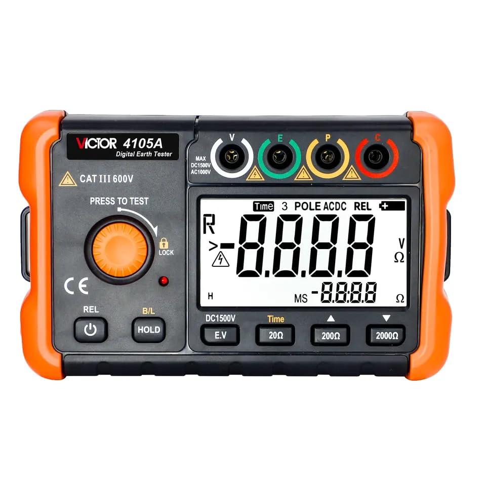 VICTOR Ohm Meters 6412 6412+ 6V 30A 32mm DC Clamp Type Digital Earth Resistance Ground Tester Industrial and Electrical Equipment Meter(VICTOR 6412+)