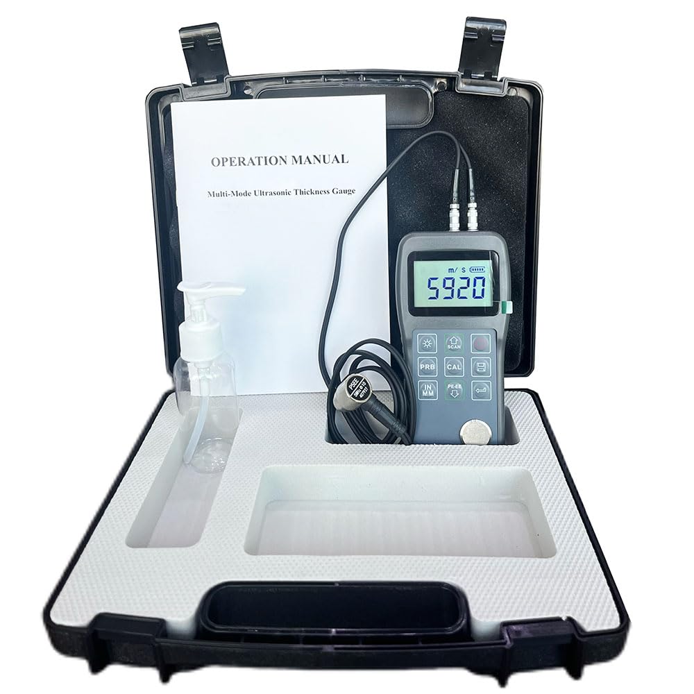 Ultrasonic Thickness Gauge Meter Through Paint Coatings Thickness Gauges with 0.65 to 600mm 0.025 to 23.62inch 3-30mm 0.118 to 1.181inch P-E and E-E Echo-Echo Mode for Steel Aluminum Copper