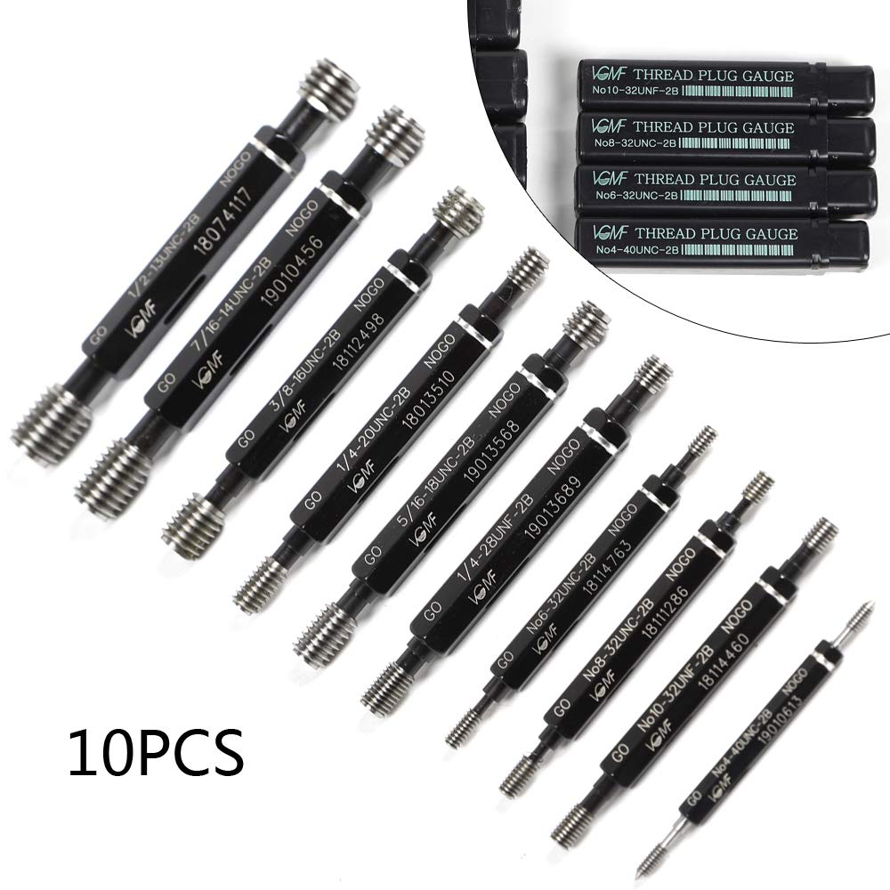 Thread Plug Gauge 10Pcs High Accuracy Double End Through Stop Measurement Hand Tool for Hardware Tool Thread Diameter Measurement Thread Detection Tool