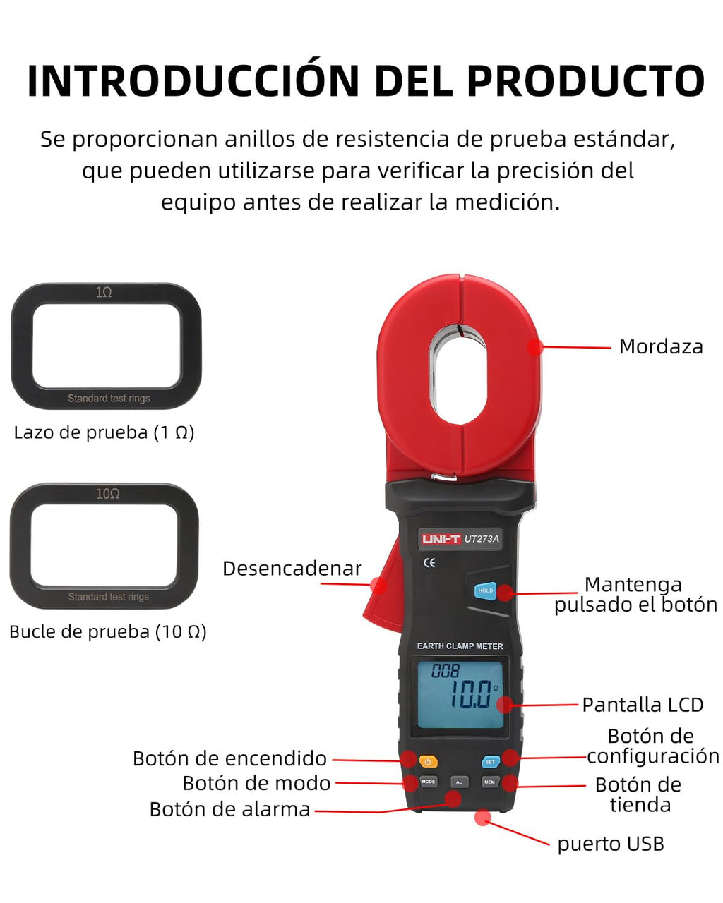 UNI-T Clamp Ground Tester 395Ω USB Earth Loop Resistance Meter 55x32mm