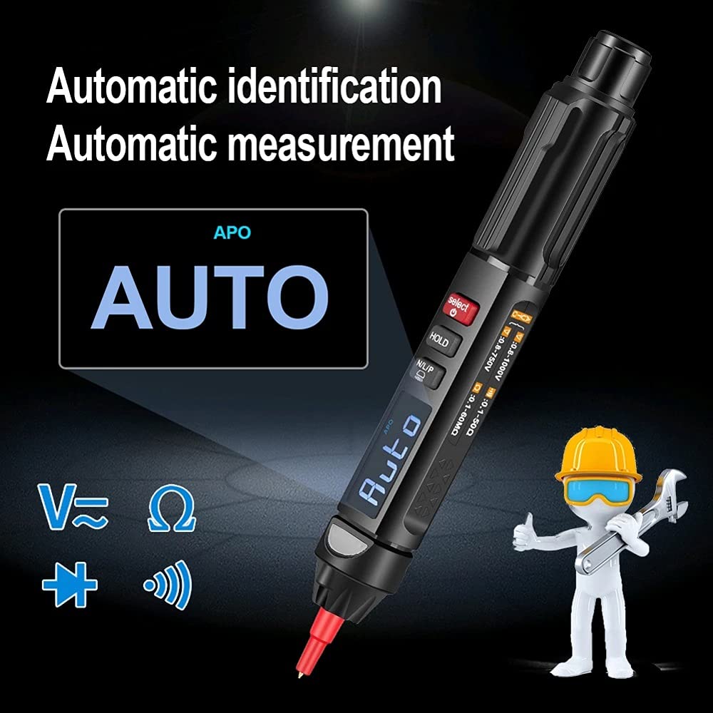 WT100 Digital Multimeter Pen Type Meter True RMS NonContact AC/DC Voltage Resistance Capacitance Hz Tester 3 in 1 Multitester