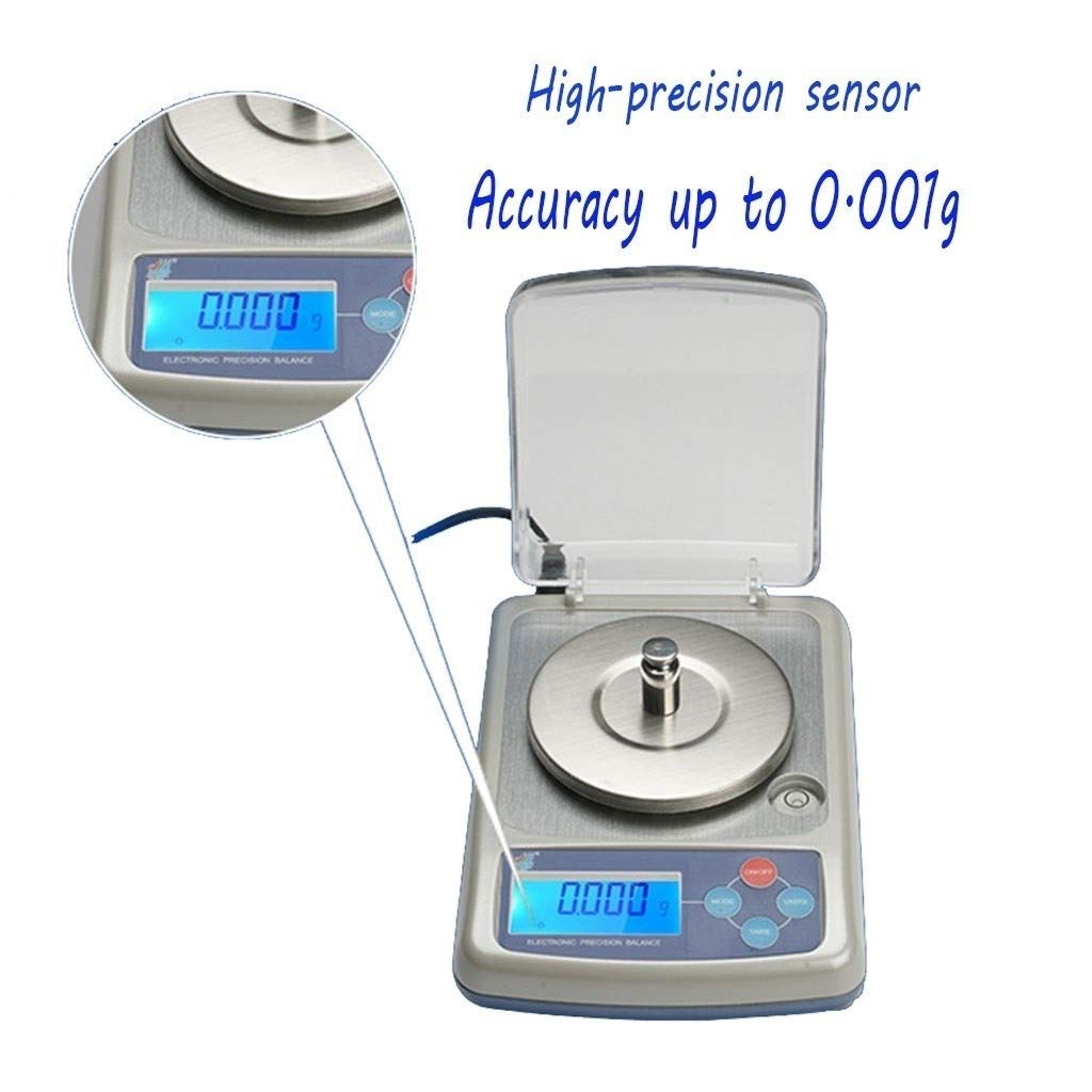 Gold Scale 500G/0.01G Carat Jewelry Scales Lab Balance Digital Electronic Precision Kitchen Scale LCD,White-100g/0.001g