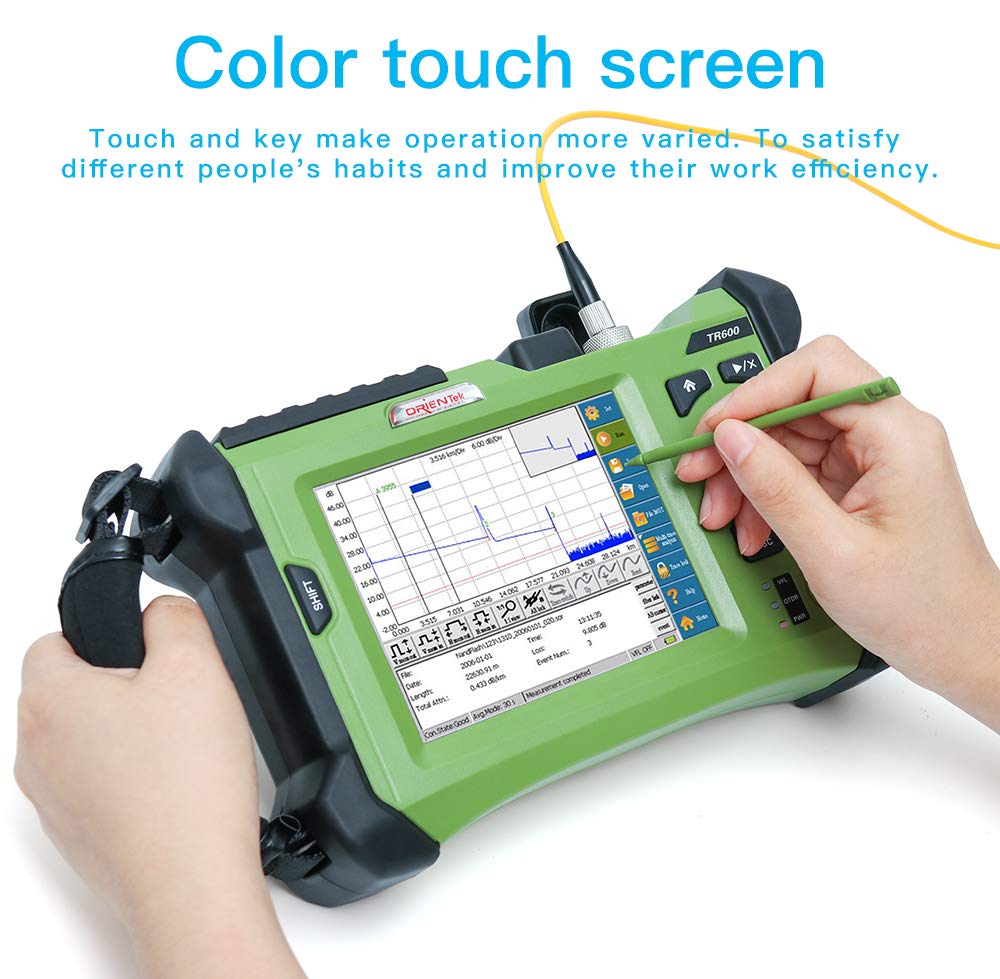 1310/1550nm 32/30dB Orientek - TR600 OTDR Touch Screen SM W/ 1:8/1:16 Fiber Cable Splitter + Testing Distance 120KM