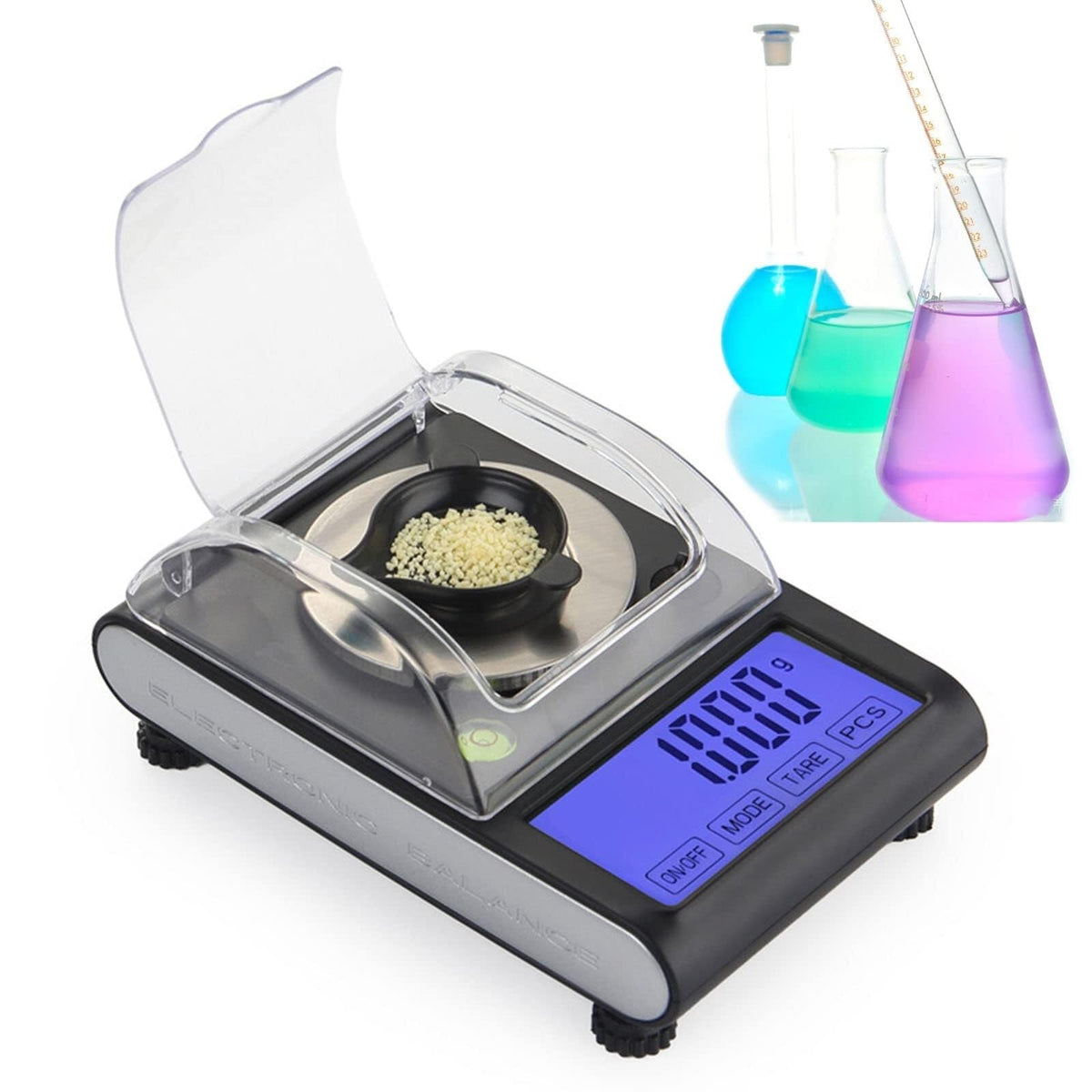 Scientific Digital Scale, 0.001g Accuracy Electronic Laboratory Scale, Analytical Balance Scientific Weighing 50g Capacity 6 Unit Modes Ounces, Carats, Grams Calibrated W