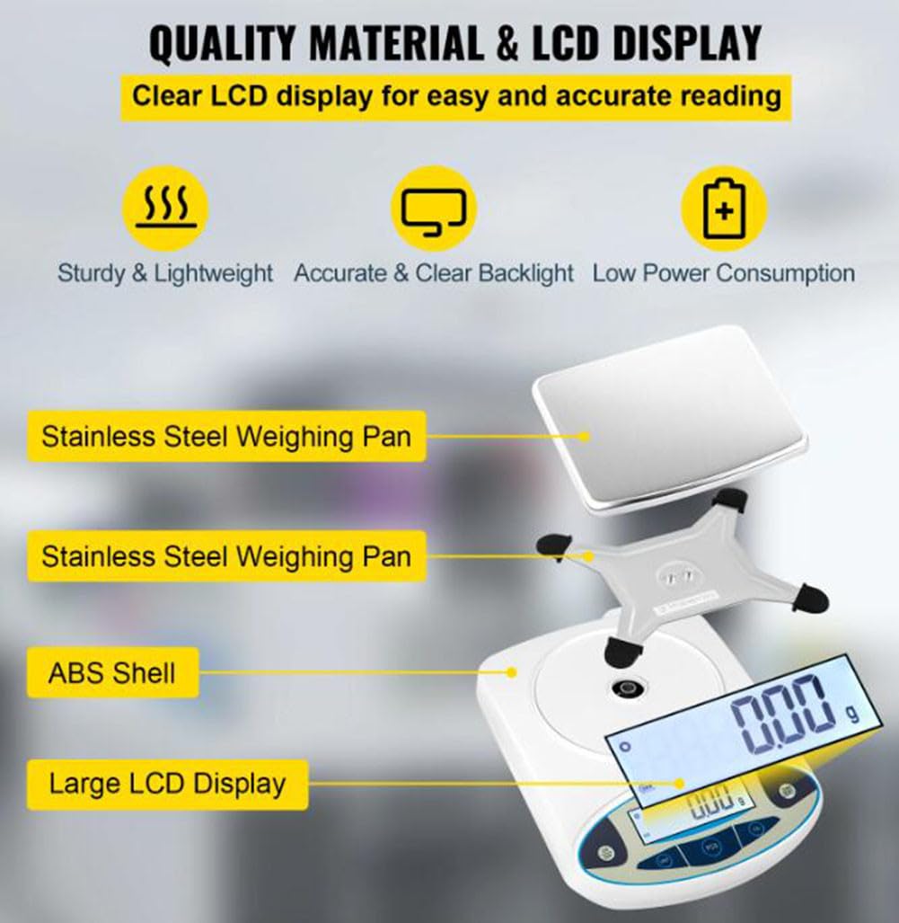 0.01g Lab Analytical Balance LCD Backlit Screen Digital Precision Pocket Electronic Kitchen Scale Jewelry Scientific Scale(5000g) (Color 3000g)