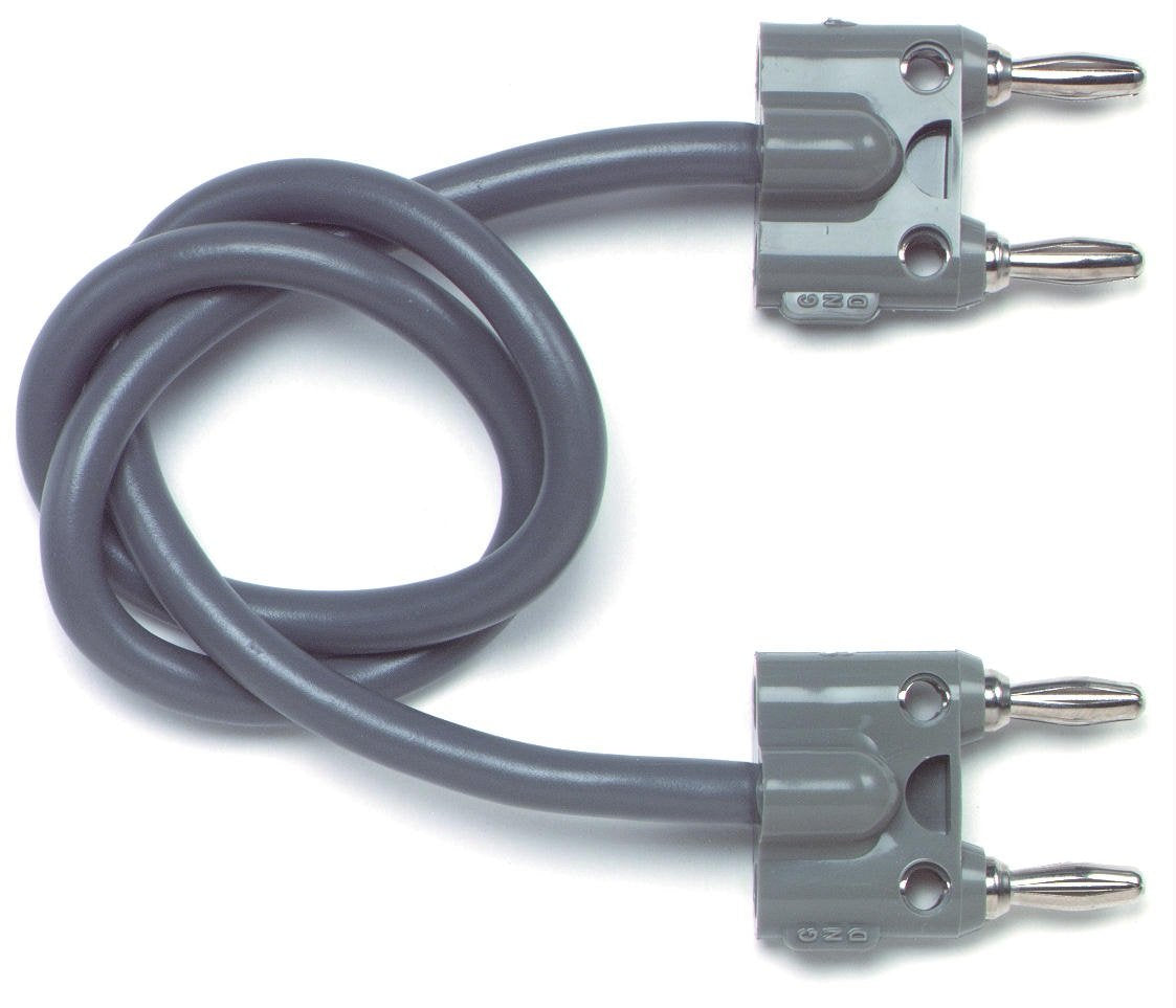 Pomona 2BA-48 Multi-Stacking Double Banana Plug Cable Assembly, Two Conductor Twisted Pair Cable Type, Gray, 48" Length (Pack of 5)