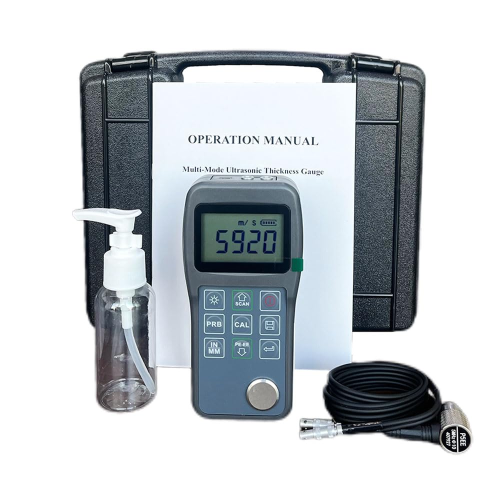 Ultrasonic Thickness Gauge Meter Through Paint Coatings Thickness Gauges with 0.65 to 600mm 0.025 to 23.62inch 3-30mm 0.118 to 1.181inch P-E and E-E Echo-Echo Mode for Steel Aluminum Copper