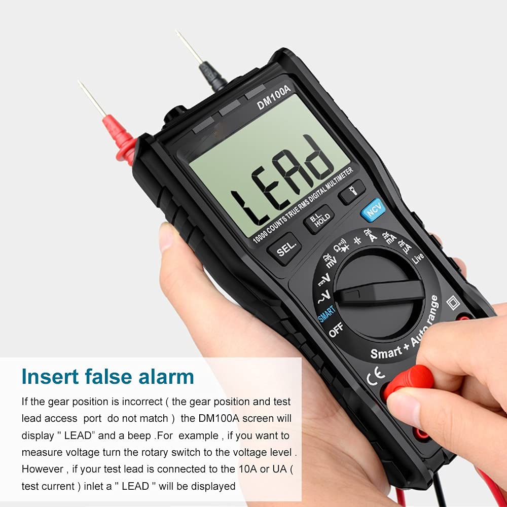DM100A Digital Multimeter Universal Meter 10000 Count AC/DC Voltage Current Resistance Capacitance Measurement Tool