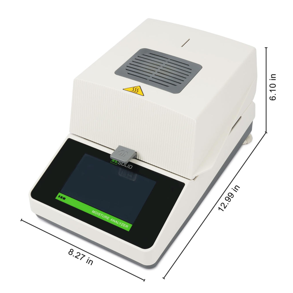 U.S. Solid Halogen Moisture Analyzer, Up to 160°C, 110 g Capacity, 0.01 g/0.1% Readability, 5 in Color Touchscreen, 20 Test Profiles, RS232 Moisture Balance for Food, Grain and Lab Testing