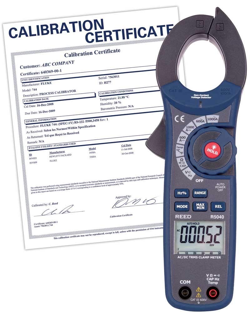 REED Instruments R5040 True RMS AC/DC Clamp Meter with Temperature and Non-Contact Voltage Detector, 1000A