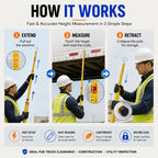 Telescopic Height Measuring Rod with Hook, Epoxy Resin Pole for Utility Inspection, Power Line Measurement, Tree Height Surveys and Construction Sites(10M)