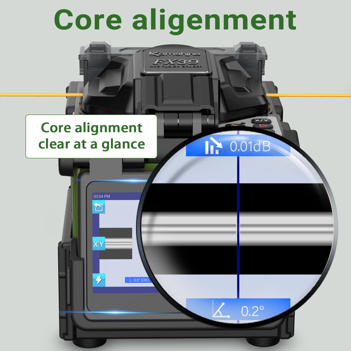 FX39 Fiber Fusion Splicer 6 Motors Core Alignment New Touch Screen, 6s Fast Splicing 16s Fast Heating and 7800mAh Large Battery + Extra 1 Pair of Spare Electrodes 5000 Times Life