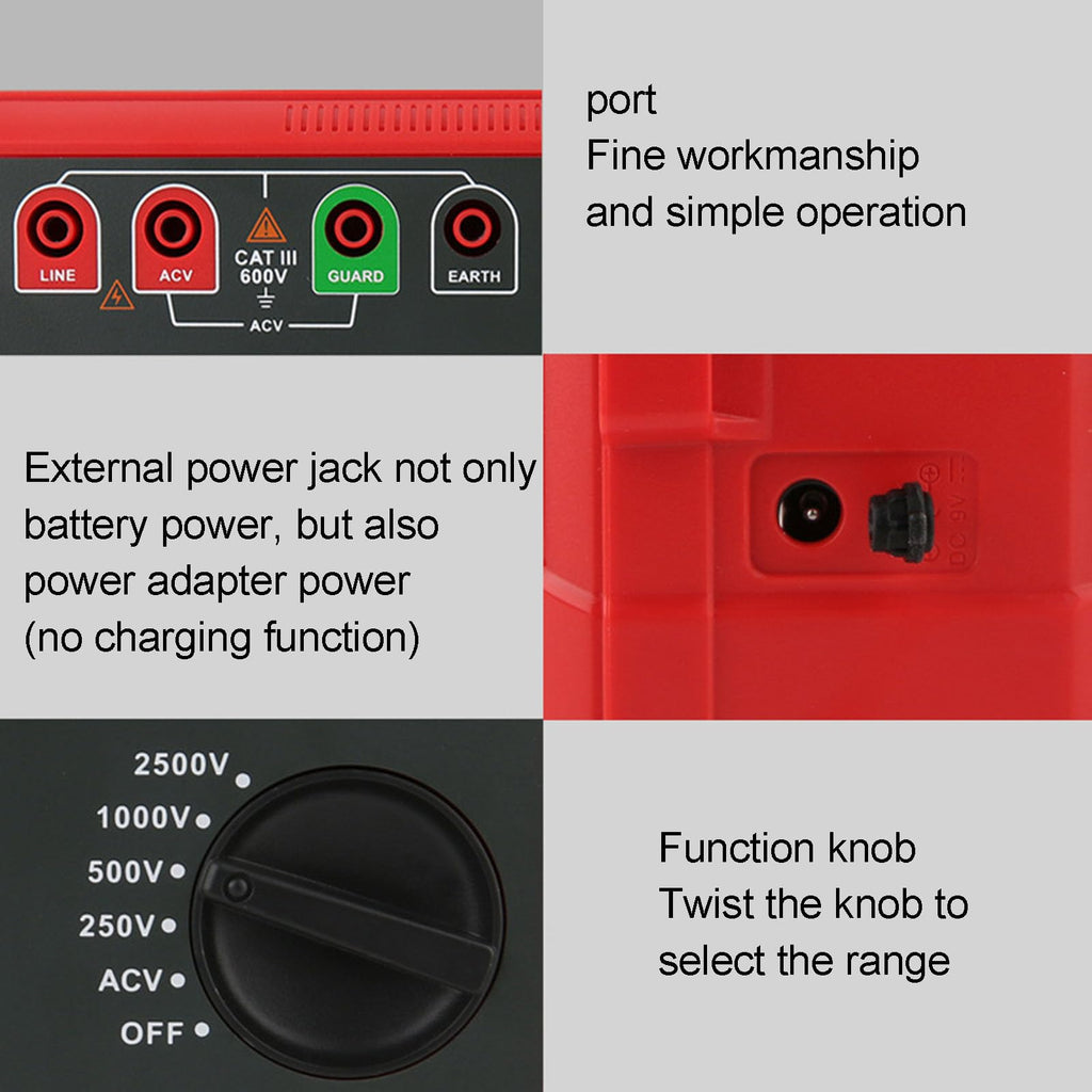 High Precision Insulation Resistance Tester, Backlit Display, Auto Power-Off, Voltage Measurement from 500V to 2500V for Electrical Equipment Testing