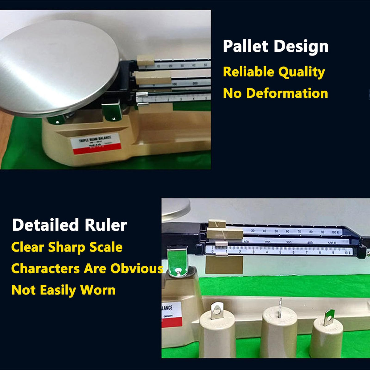 Triple Beam Balance Scale with Stainless Steel Platform, for Lab and Classroom Use, Magnetic Damping, 2610g Capacity