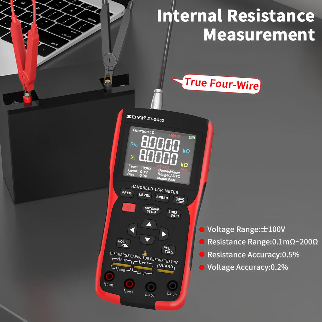 LCR Meter Handheld Digital Bridge Battery Internal Resistance Tester- 2-in-1 High-Precision Capacitance and Battery Tester(DQ02 KitII)