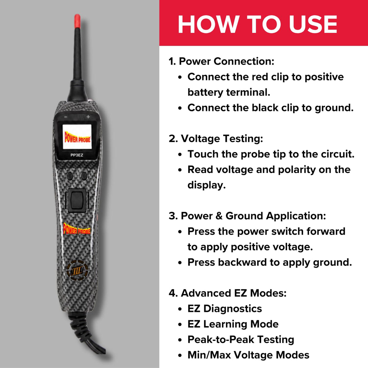 Power Probe 3EZ Circuit Tester with Diagnostic Mode (PP3EZCARBCS)