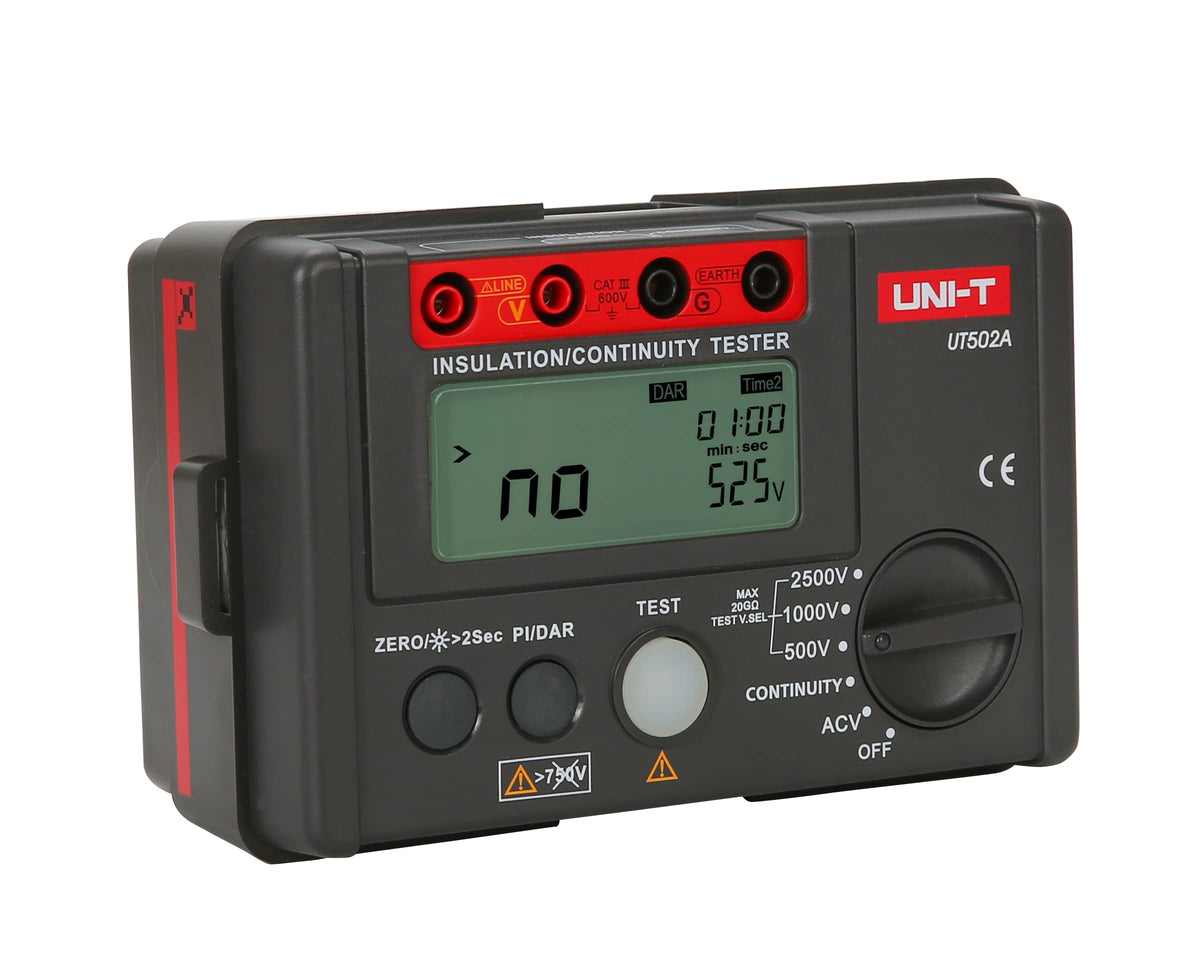 Uni-T UT502A Insulation Resistance Tester Earth Meter Megometer Voltmeter with LCD Backlight, Display Count 2000…