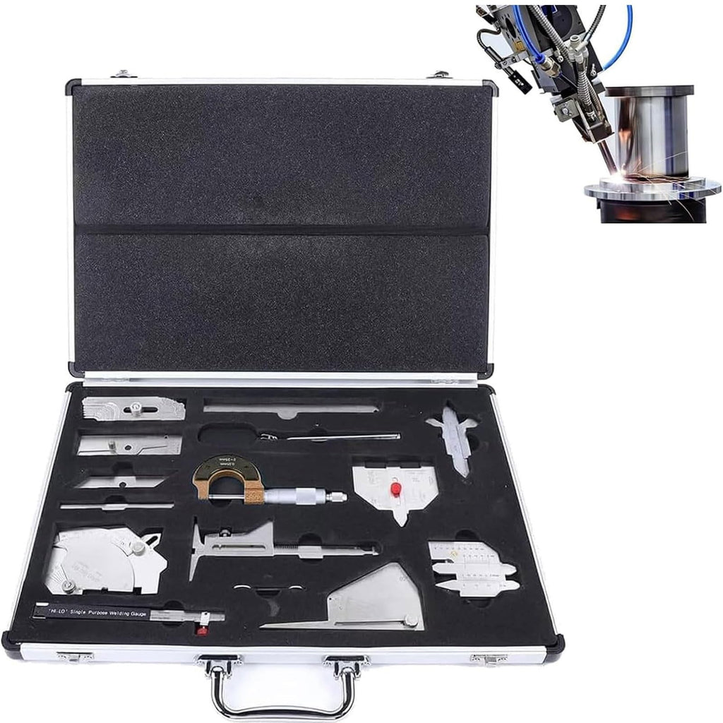 Welding Gauge Tool Set, 13-Piece Inspection Metric Kit with Carry Case, Weld Seam Ruler for Industrial Applications, Durable and Accurate Measurement Tool