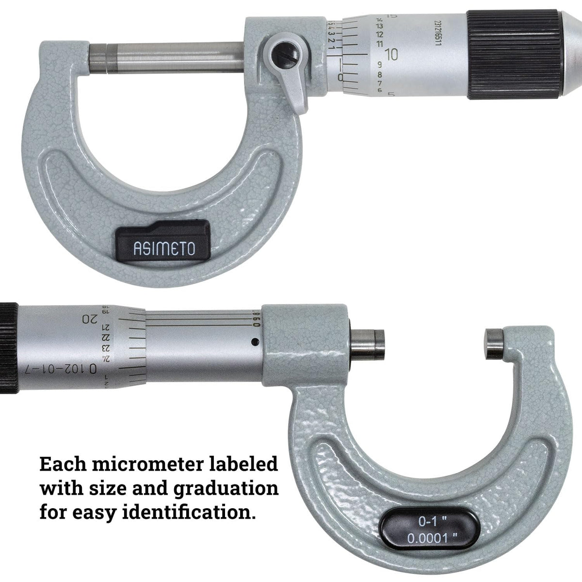 0-3" x 0.0001 Graduation Enamel Micrometer Ratchet 3-Piece Set – Precision Measuring Tool for Accurate Measurements