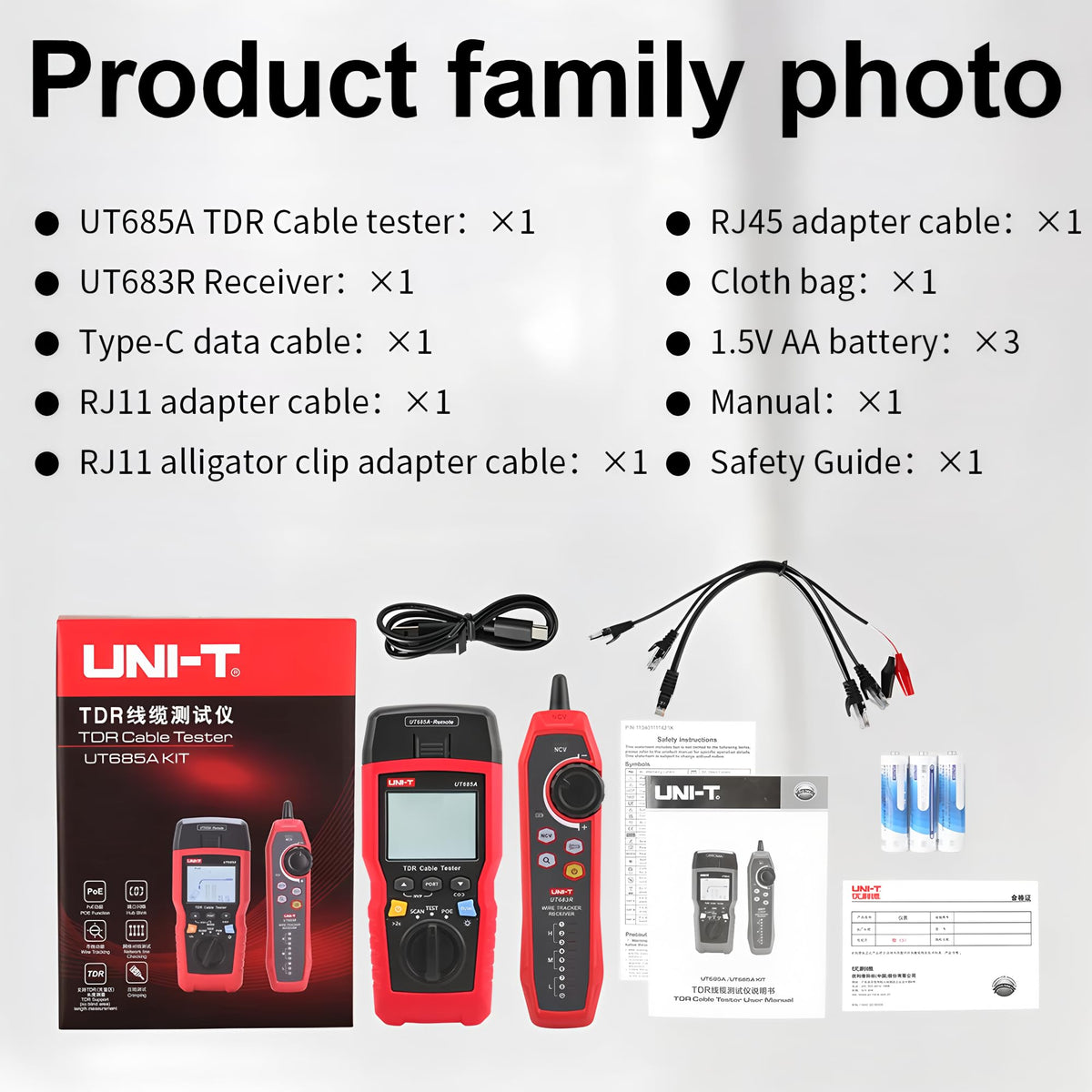 UNI-T UT685A KIT Network Cable Tester, RJ45 RJ11 with Tracker Function