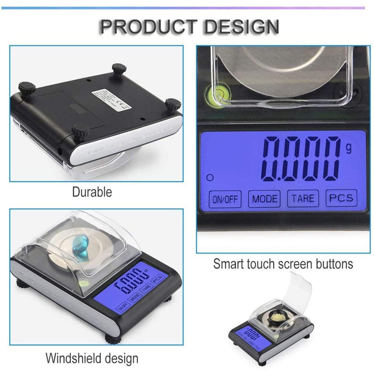 Scientific Digital Scale, 0.001g Accuracy Electronic Laboratory Scale, Analytical Balance Scientific Weighing 50g Capacity 6 Unit Modes Ounces, Carats, Grams Calibrated W